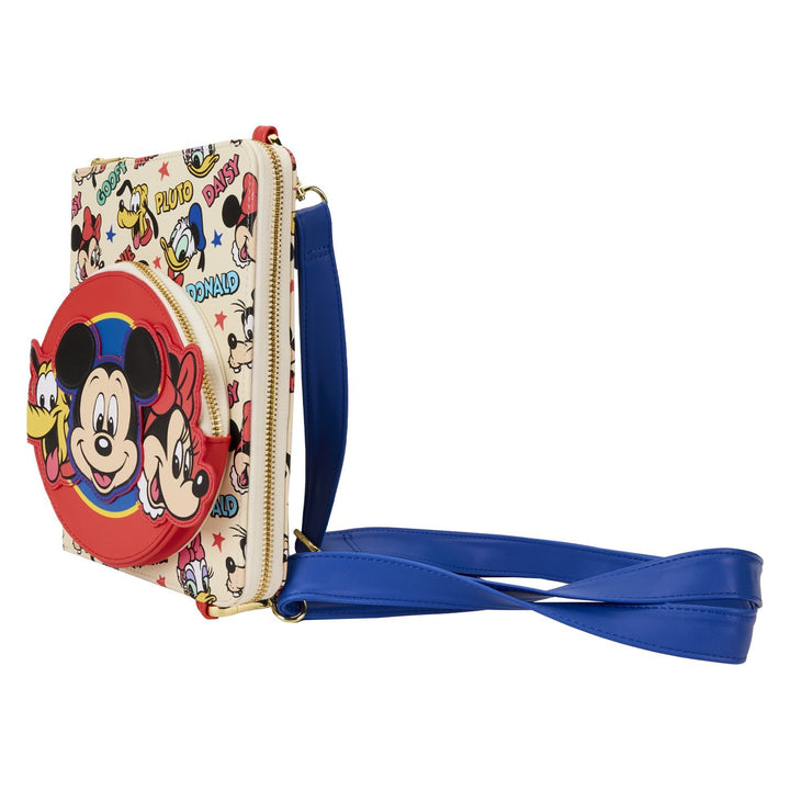 Loungefly Disney Mickey &amp; Friends Classic All-Over Print Refillable Stationery Zip Around Crossbody Journal
