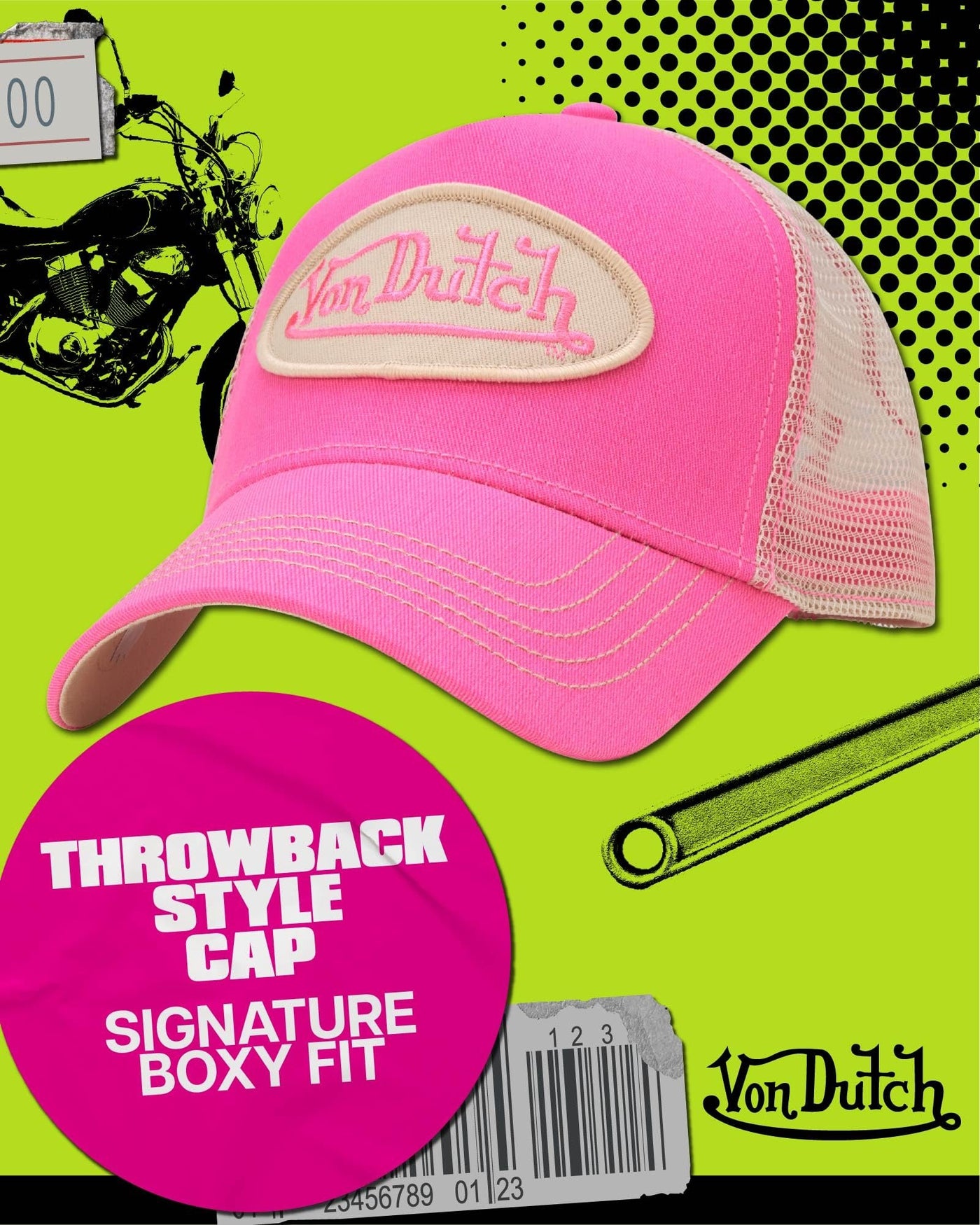 Von Dutch Unisex Trucker Hat - Curved Bill Mesh Back Retro Classic Adjustable Snapback Baseball Cap for Men and Women