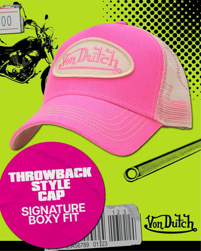 Von Dutch Unisex Trucker Hat - Curved Bill Mesh Back Retro Classic Adjustable Snapback Baseball Cap for Men and Women