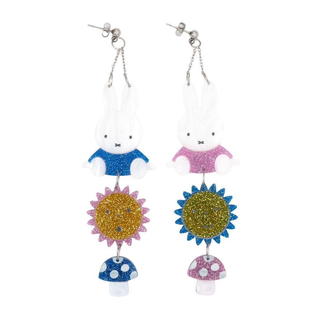 Whatever Makes You Happy Miffy Sun &amp; Shroom Layered Acrylic Earrings