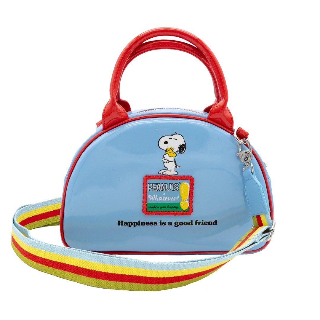 Whatever Makes You Happy Peanuts 75th Anniversary Snoopy “Happiness Is a Good Friend” Bowler Bag