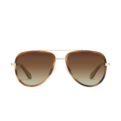 Quay Australia All In Oversized Aviator Sunglasses (Gold Frame/Brown Polarized Lens) - front view