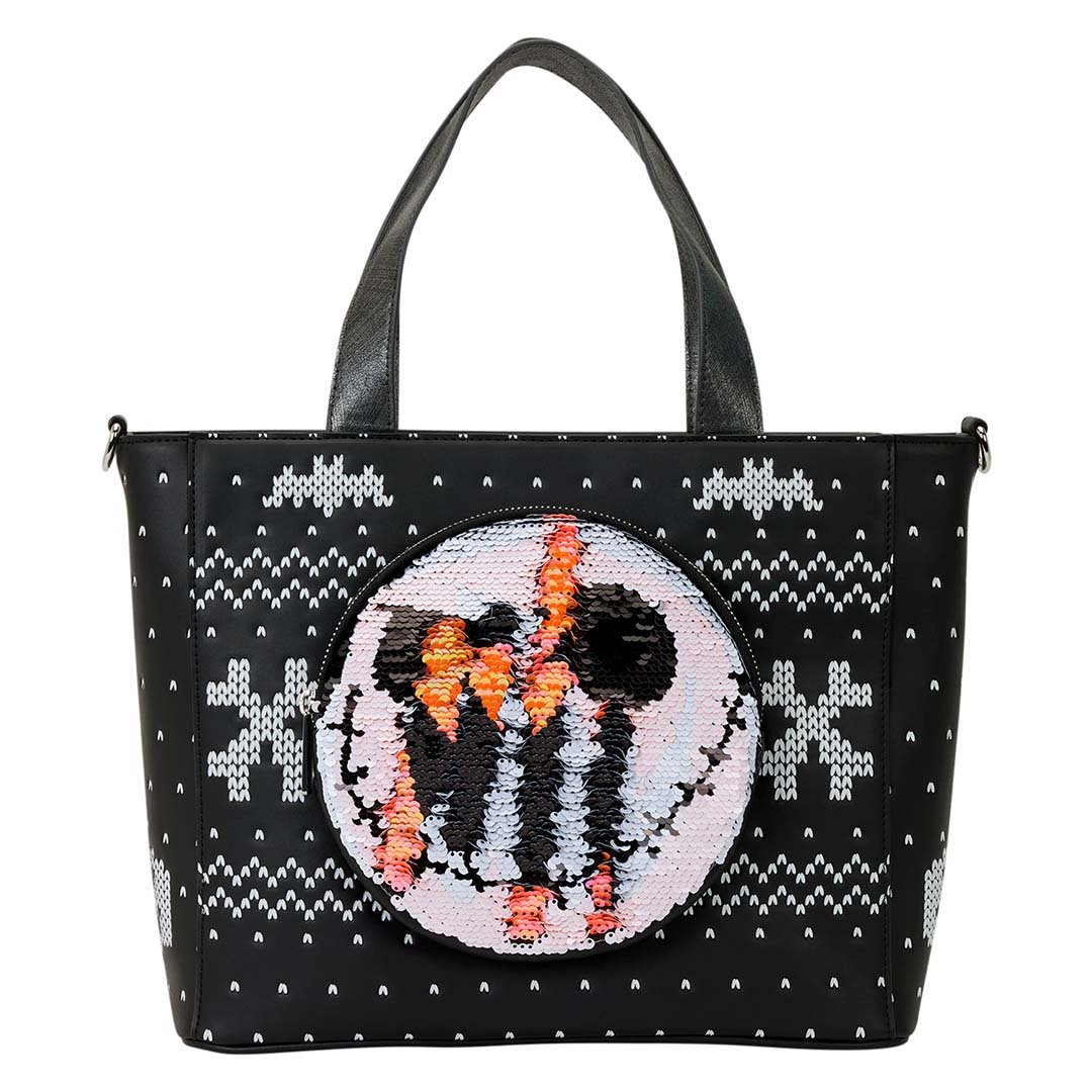 Loungefly Disney The Nightmare Before Christmas Jack Skellington Reversible Sequins Tote Crossbody Bag with Coin Bag