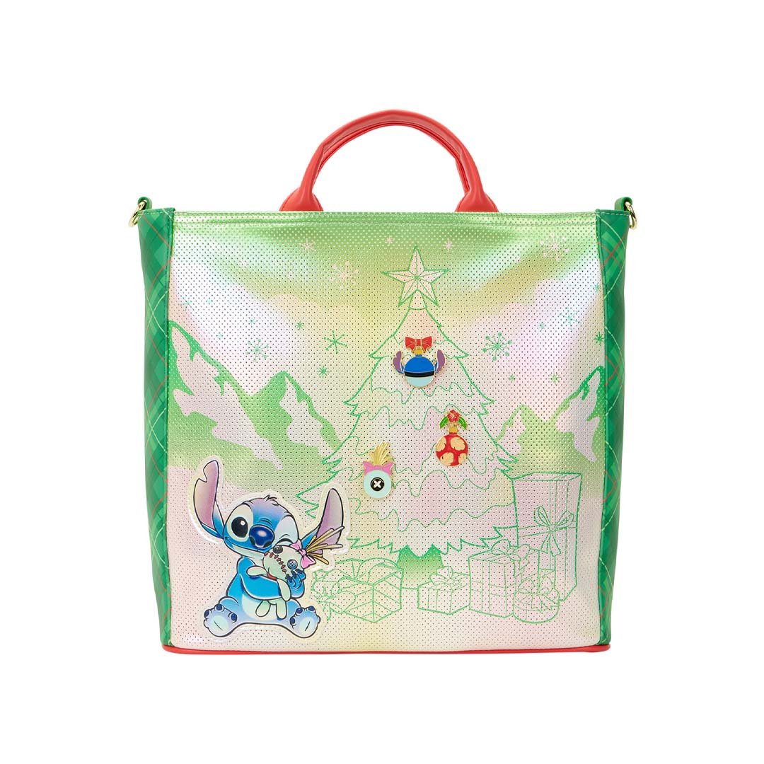 Loungefly Disney Lilo &amp; Stitch Holiday Tote Crossbody Bag