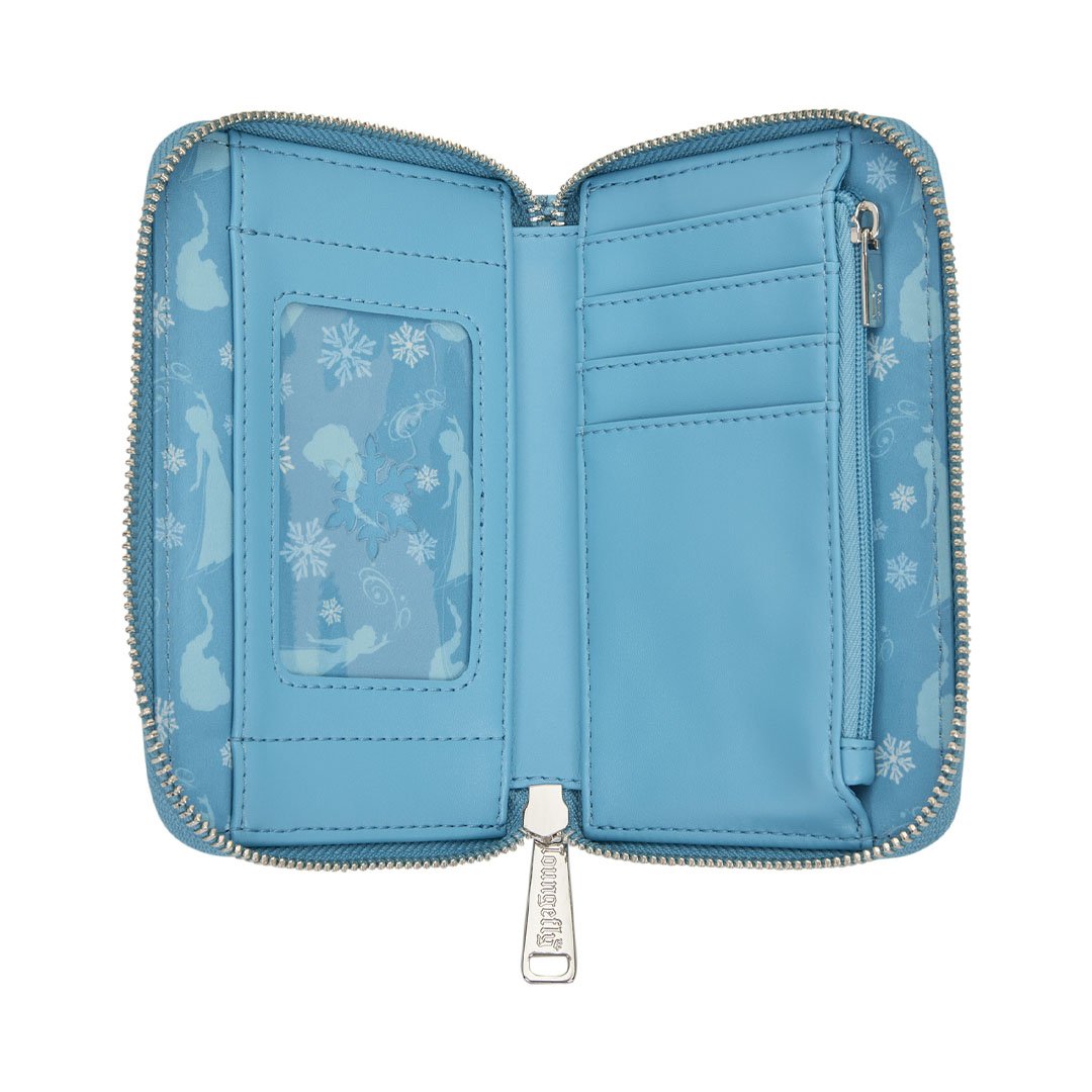 Loungefly Disney Frozen Princess Elsa Glitter Sequin Cosplay Zip Around Wallet
