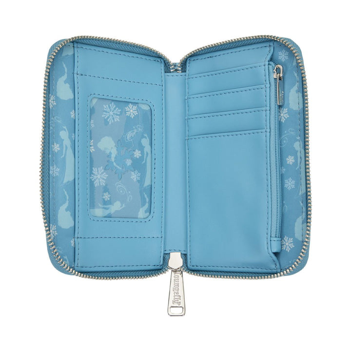 Loungefly Disney Frozen Princess Elsa Glitter Sequin Cosplay Zip Around Wallet