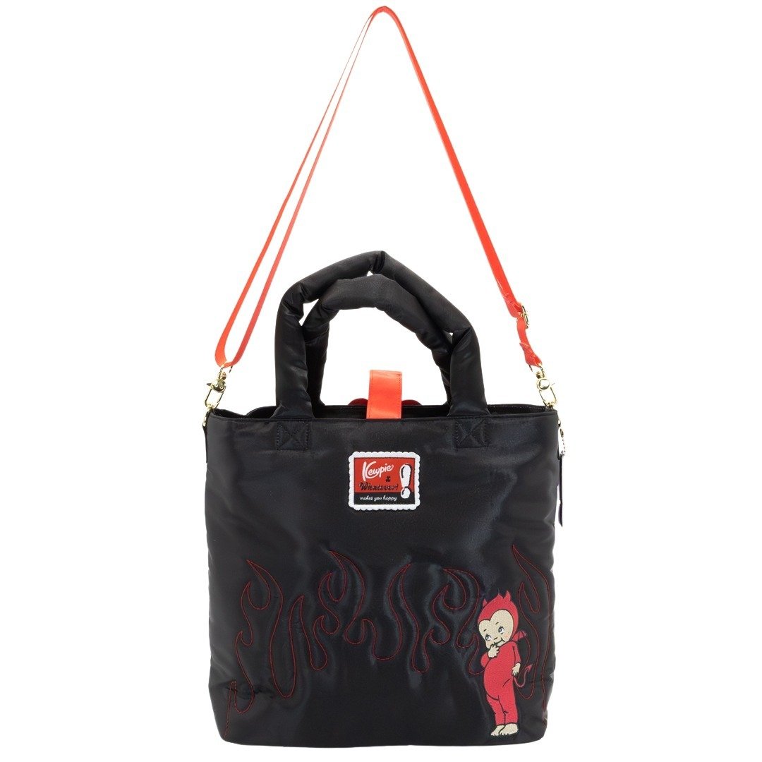 Whatever Makes You Happy Kewpie Devil Puffy Tote Bag with Angel Acrylic Charm