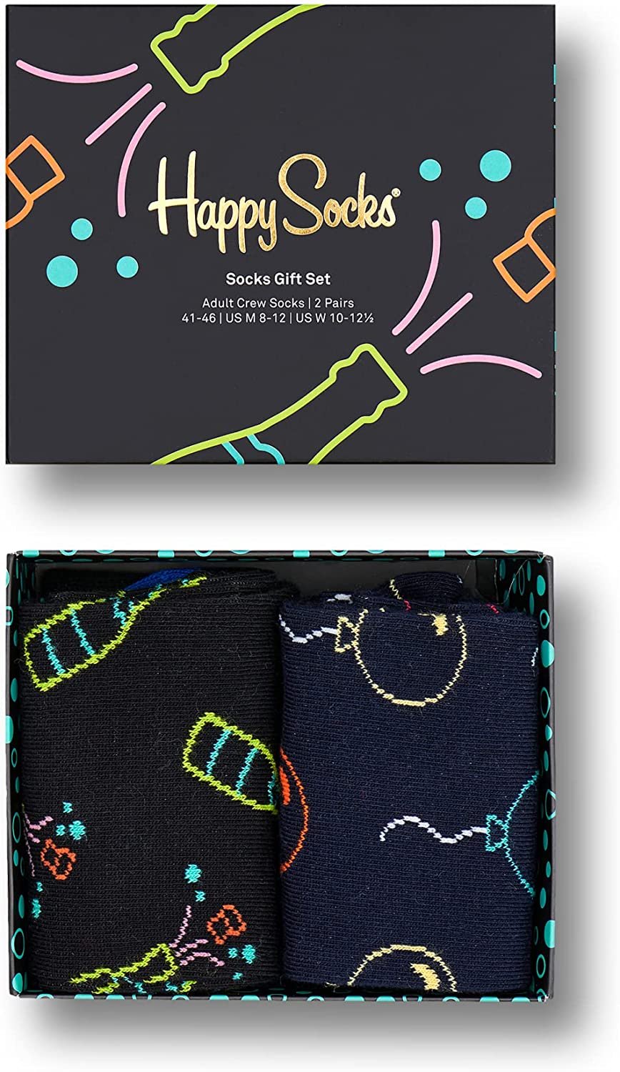Happy Socks colorful and fun Socks for Men and Women 2-Pack Feeling Lucky Socks Gift Set Size 9-11