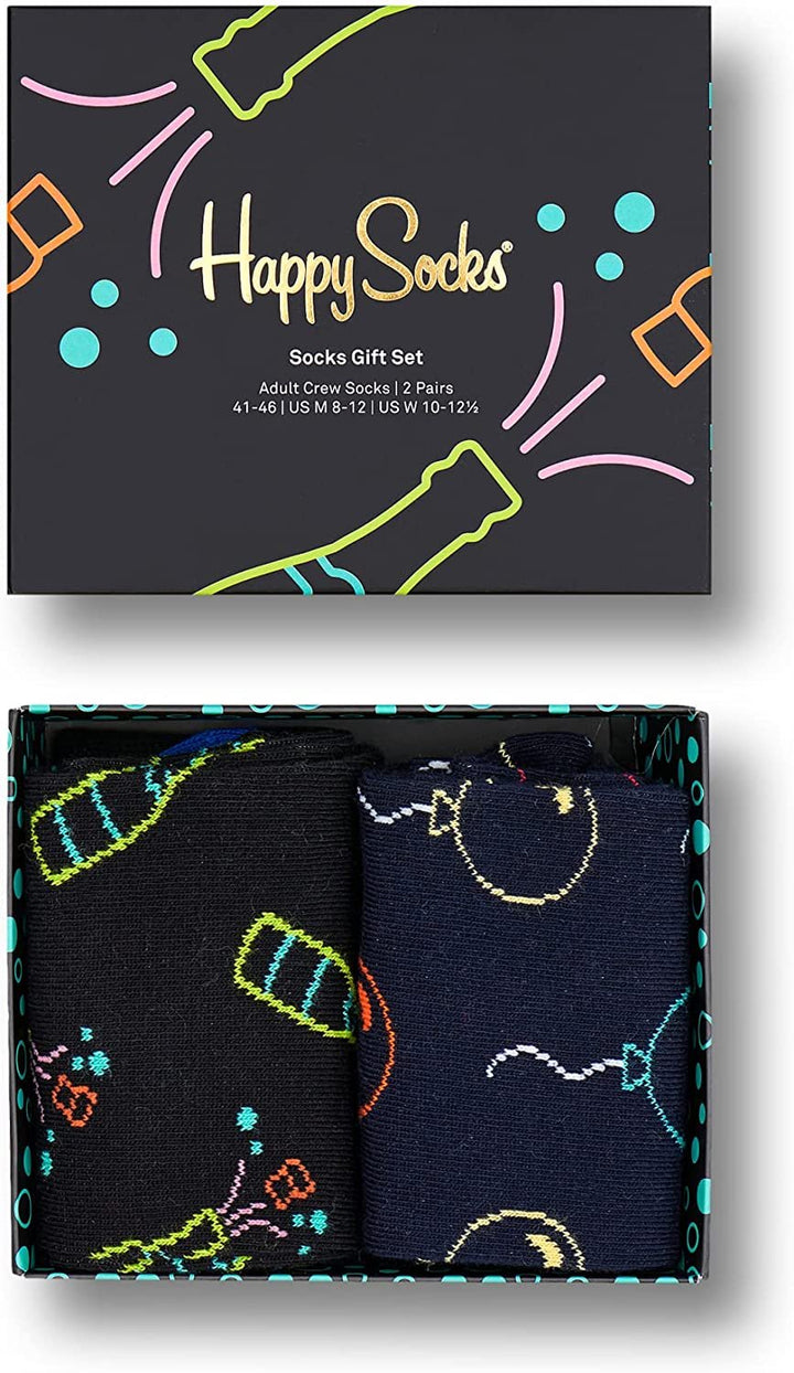 Happy Socks colorful and fun Socks for Men and Women 2-Pack Feeling Lucky Socks Gift Set Size 9-11