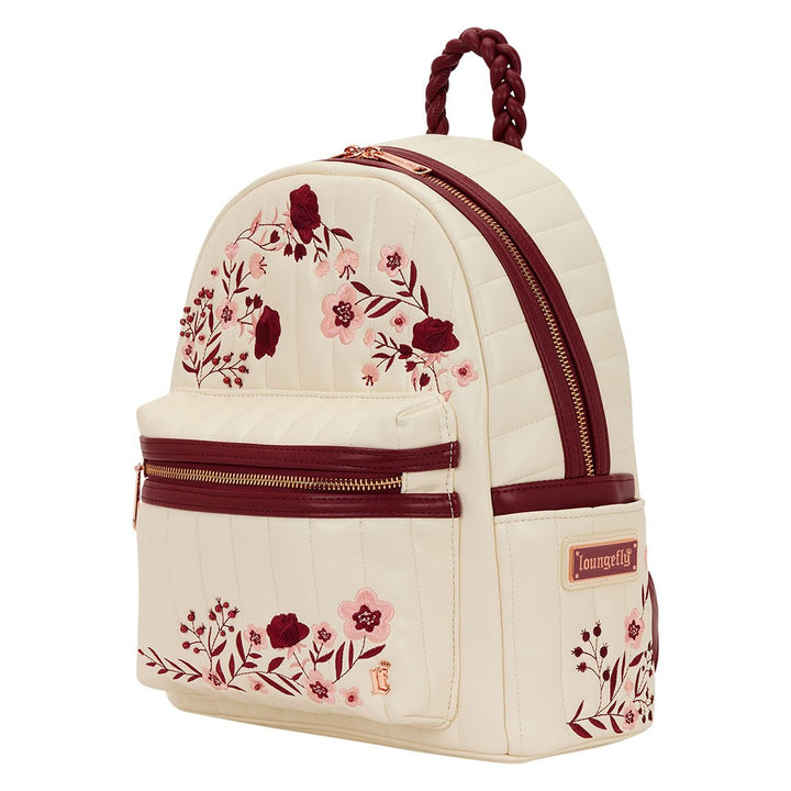 Loungefly Cream &amp; Red Floral Mid-Size Backpack