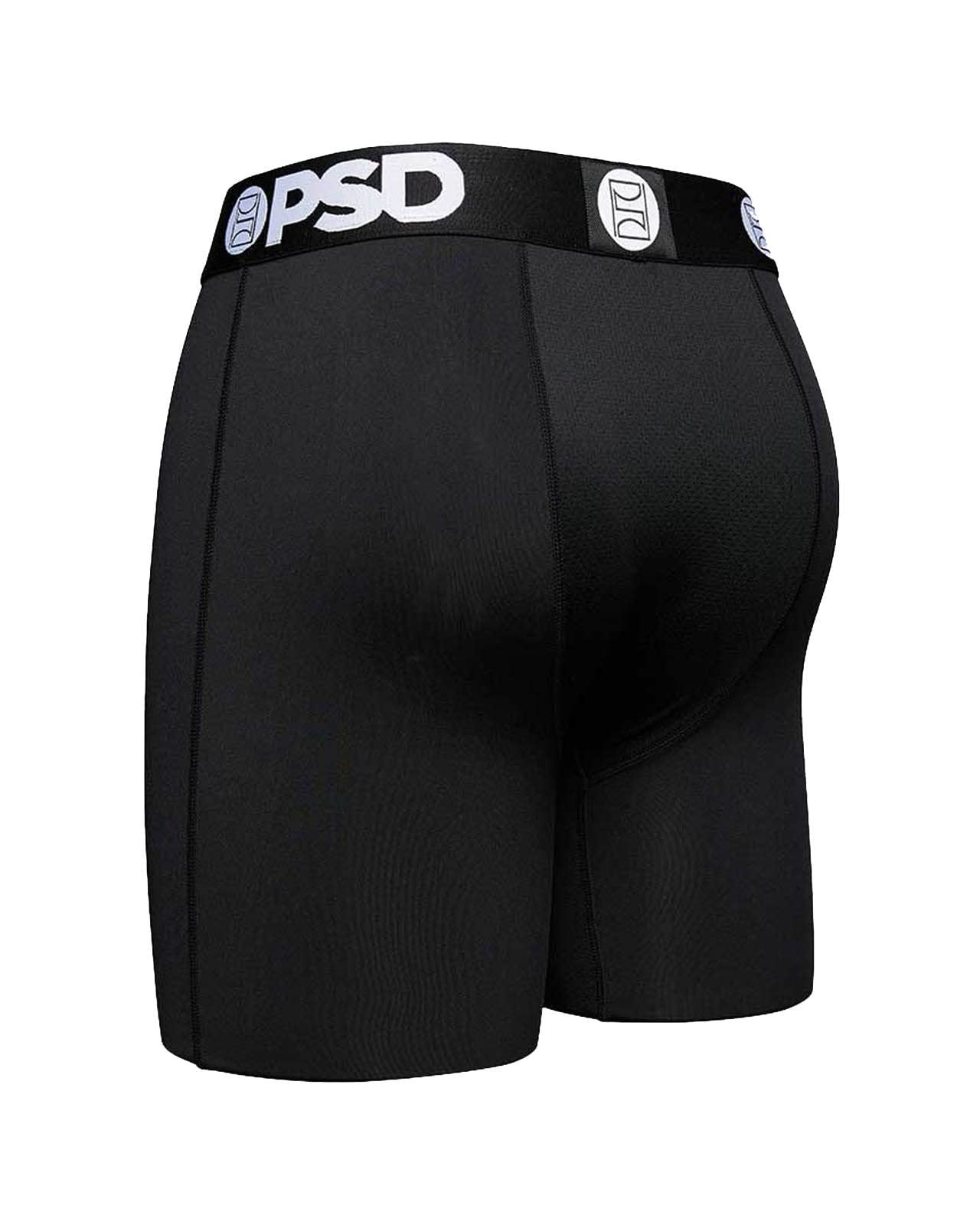 PSD Underwear Men's Solid Black Boxer Briefs 3-Pack - single rear angle