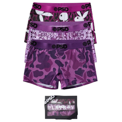 PSD Underwear Women's Playboy Purple Boy Shorts 3-Pack Box