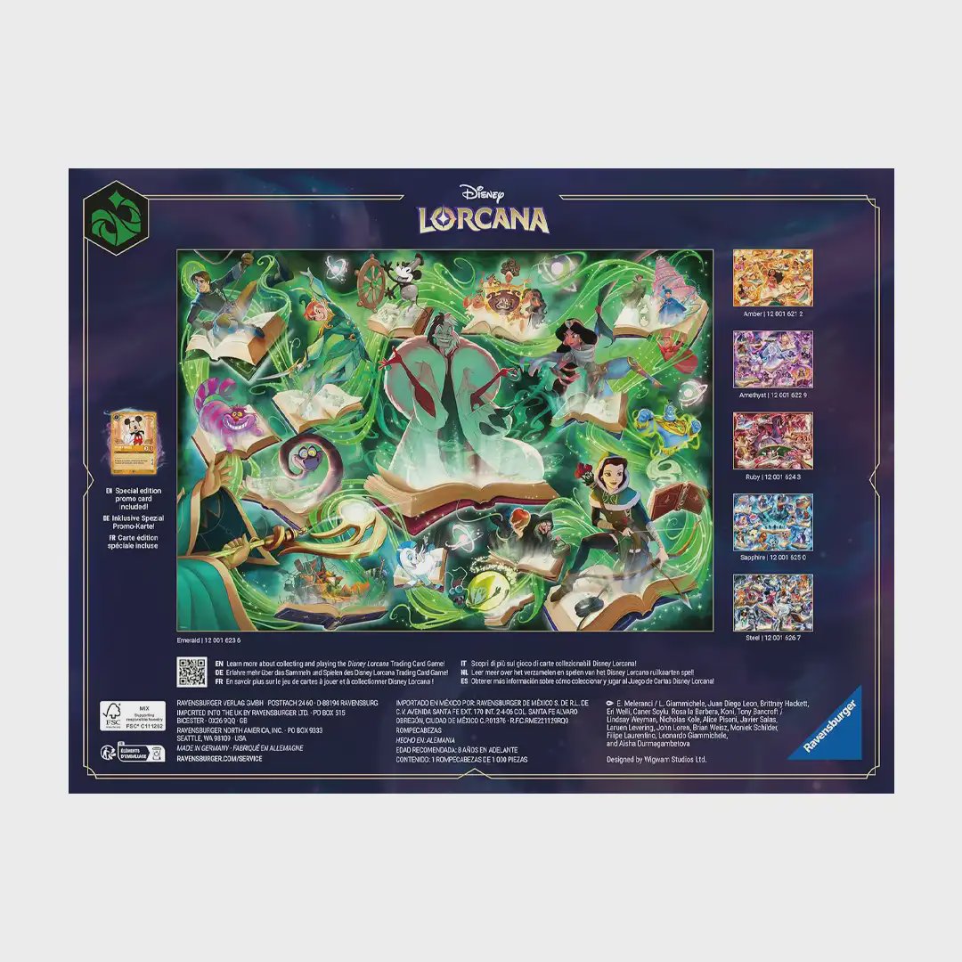Ravensburger Disney Lorcana - Glimmers of The Realm: Emerald 1000 Piece Jigsaw Puzzle
