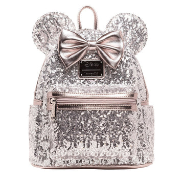Loungefly Disney Minnie Mouse Silver Sequin Mini Backpack - 707 Street Exclusive