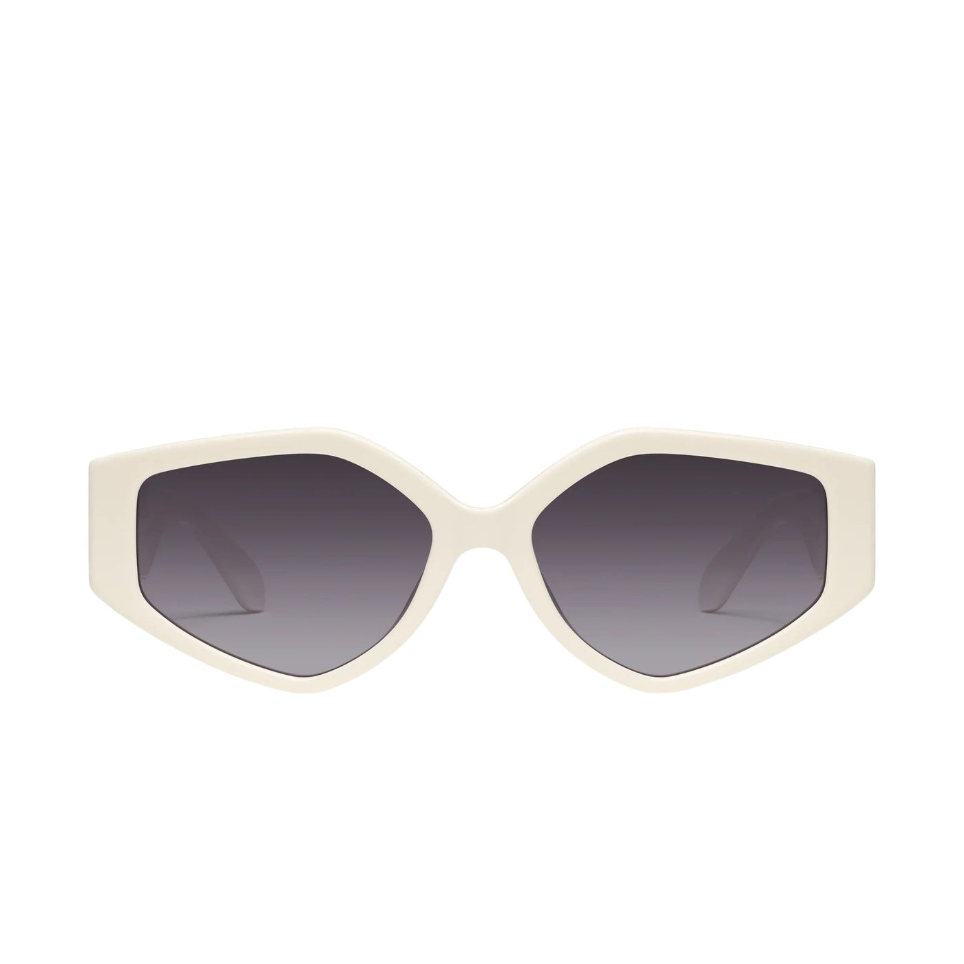 Quay Women's Hot Gossip Geometric Cat Eye Sunglasses (Bone Frame/Smoke Lens) - front