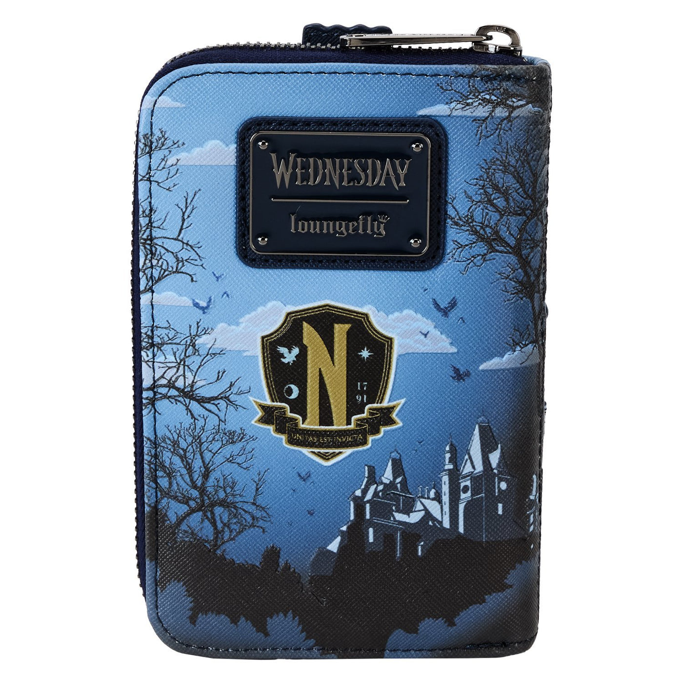 Loungefly MGM Wednesday Nevermore Academy Castle Zip Around Wallet