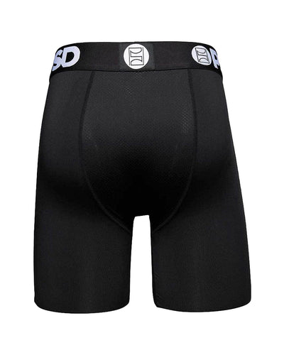 PSD Underwear Men's Solid Black Boxer Briefs 3-Pack - single rear