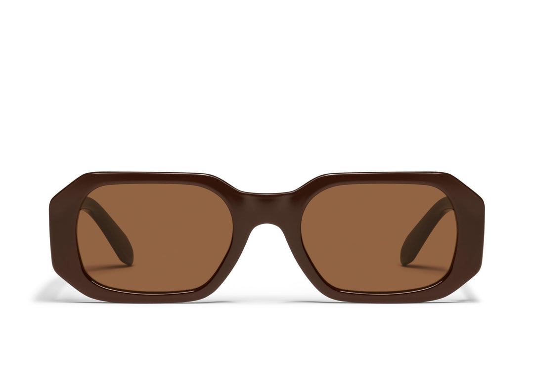 QUAY - Sunglasses for Men &amp; Women, Square Lenses with UV Protection (Hyped Up, Champagne Brown)