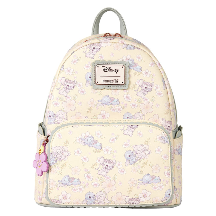 Loungefly Disney Stitch &amp; Angel Cherry Blossom All-Over Print Mini Backpack