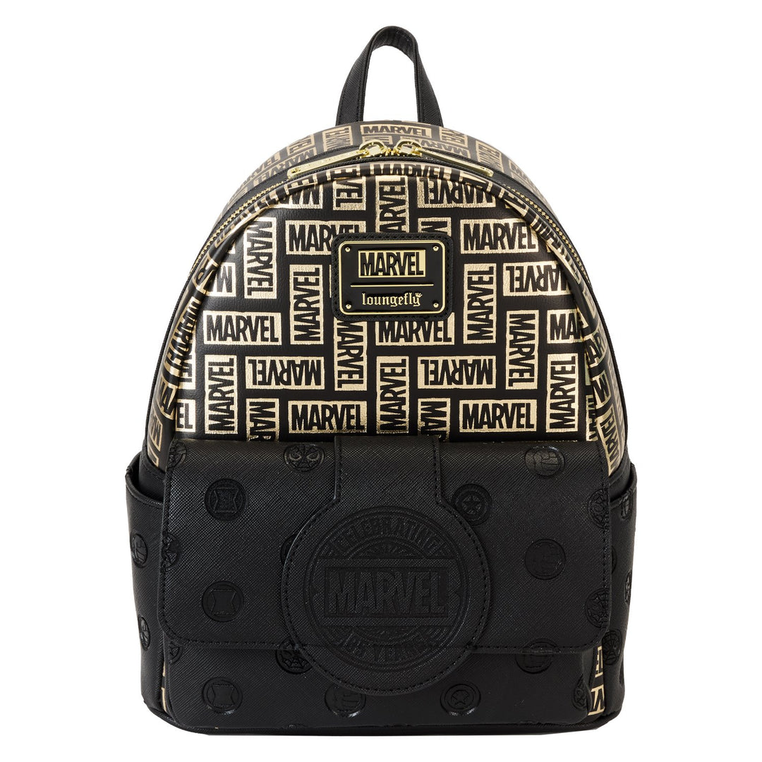 671803530041 - Loungefly Marvel 85th Anniversary All-Over Print Logo Mini Backpack - front  