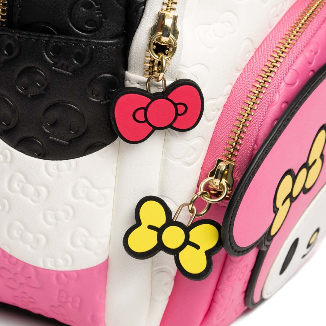 Loungefly Sanrio Kuromi, My Melody, and Hello Kitty Glow In The Dark Triple Pocket Mini Backpack