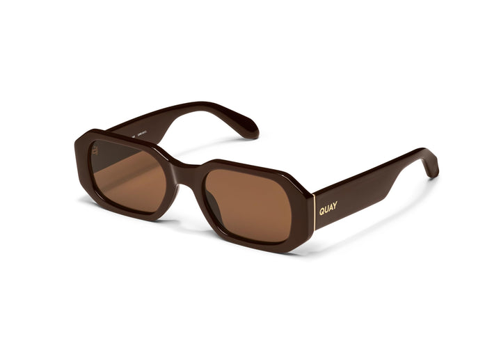 QUAY - Sunglasses for Men &amp; Women, Square Lenses with UV Protection (Hyped Up, Champagne Brown)