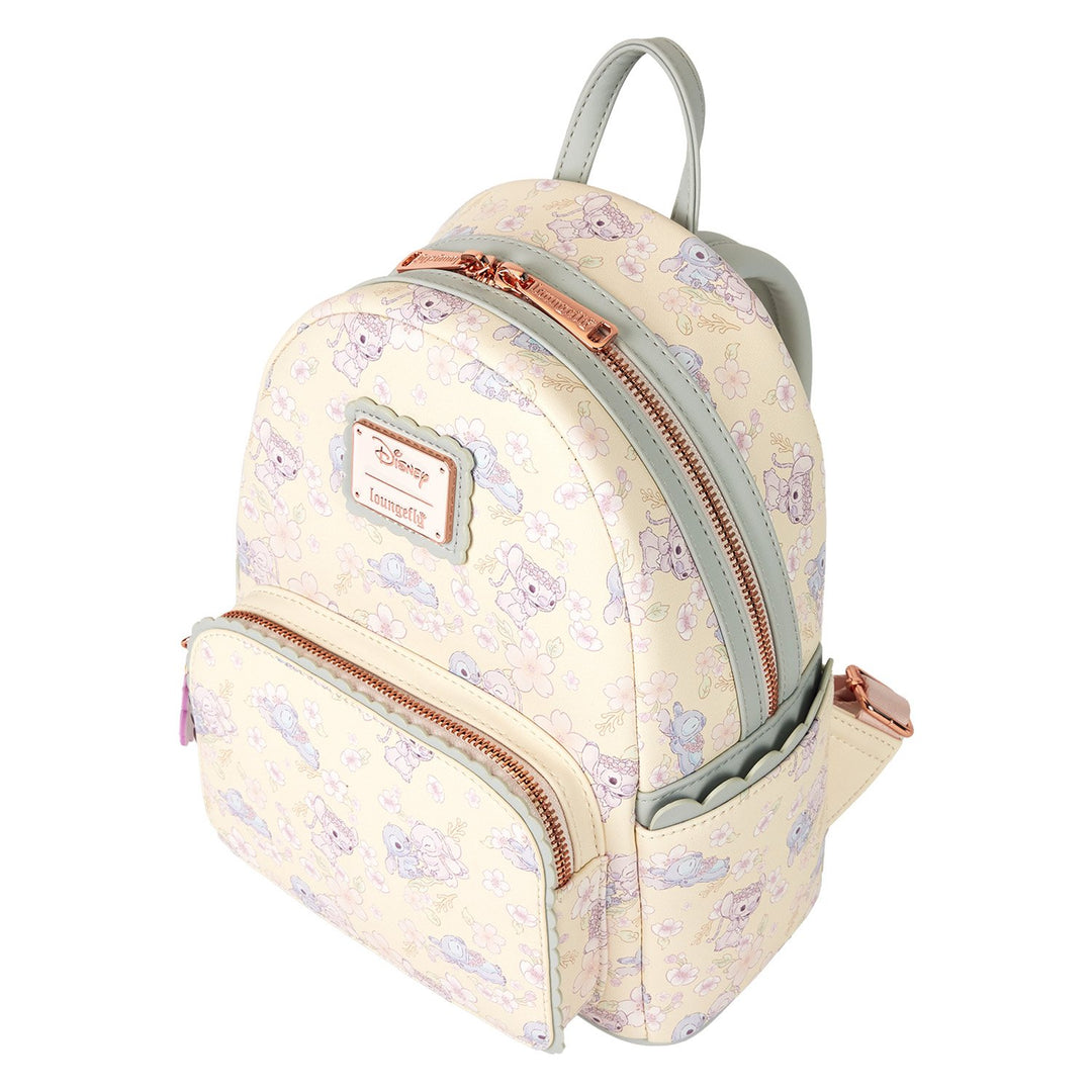 Loungefly Disney Stitch &amp; Angel Cherry Blossom All-Over Print Mini Backpack