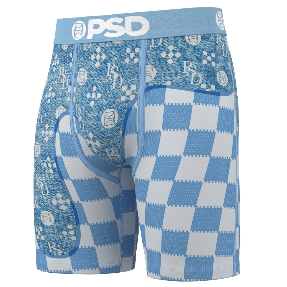 PSD Underwear Men's Icy Lux Boxer Briefs 3-Pack - Blue Checkers