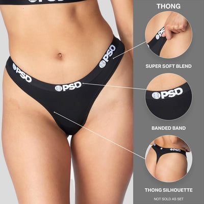 PSD Underwear Women's Holiday Mood Thong 4-Pack - Material Chart