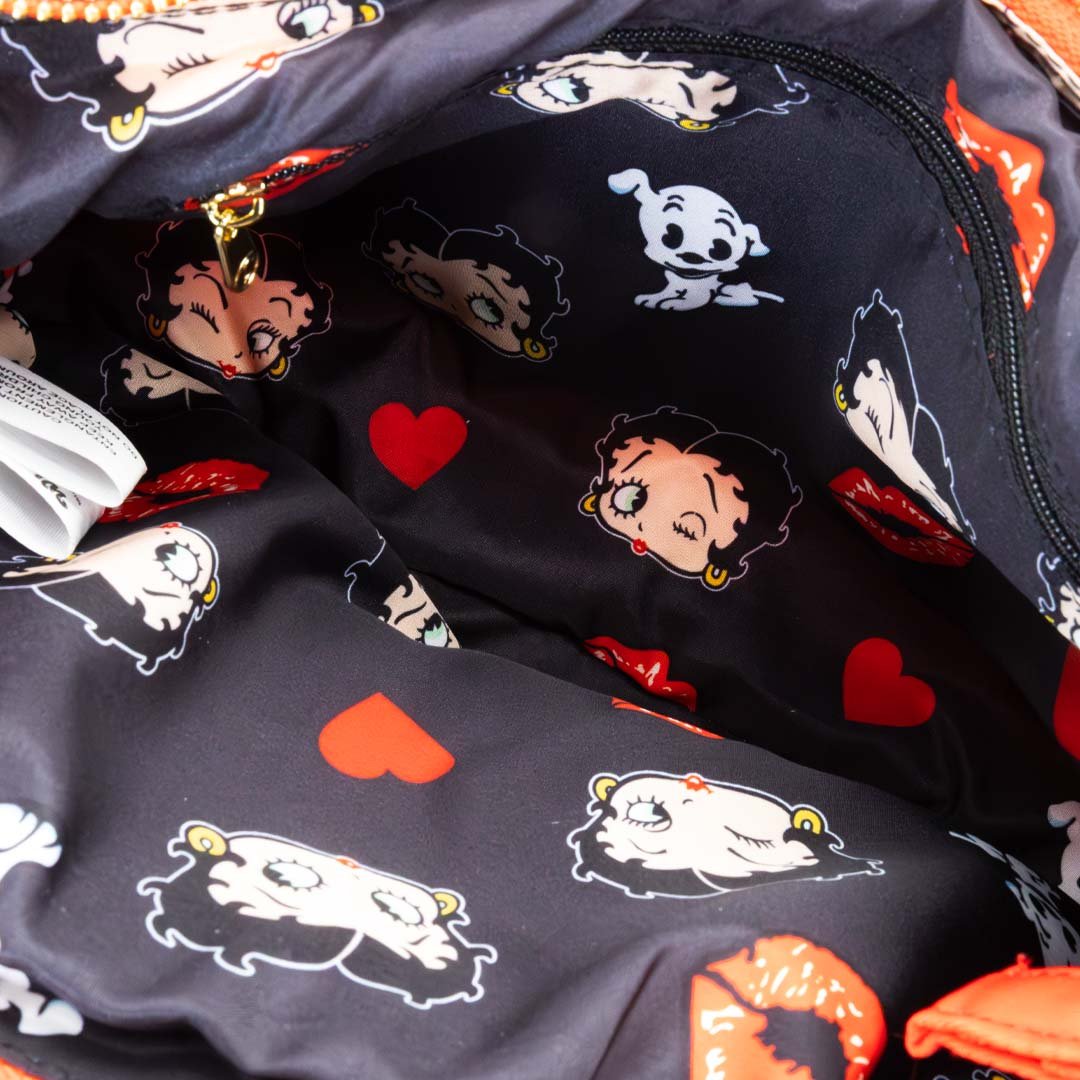Whatever Makes You Happy Betty Boop Padded Nylon Baguette with Webbing Strap