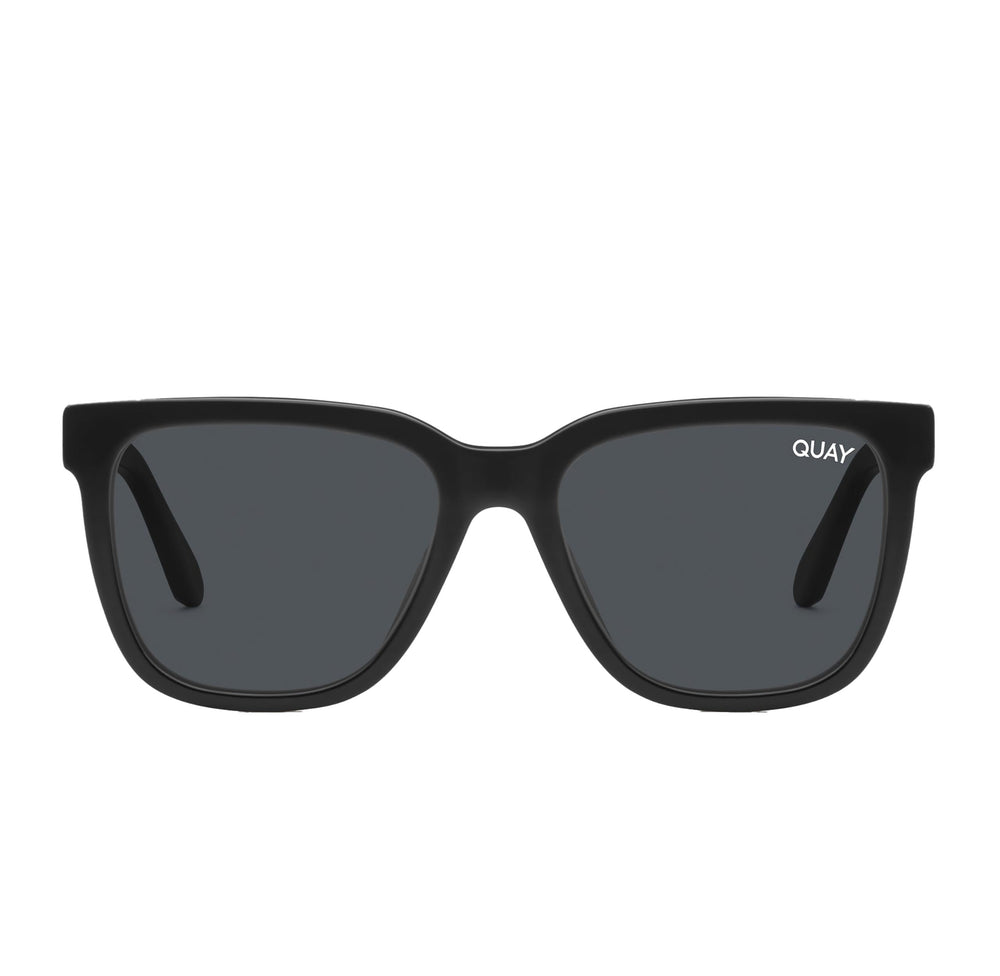 Quay Australia Wired Medium Polarized Sunglasses - Black Frame/Smoke Polarized Lens - Front
