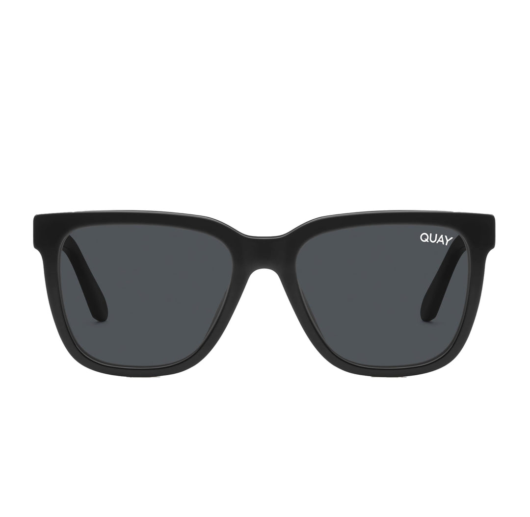 Quay Australia Wired Medium Polarized Sunglasses - Black Frame/Smoke Polarized Lens - Front