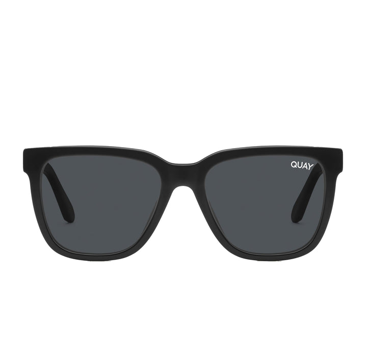 Quay Australia Wired Medium Polarized Sunglasses - Black Frame/Smoke Polarized Lens - Front