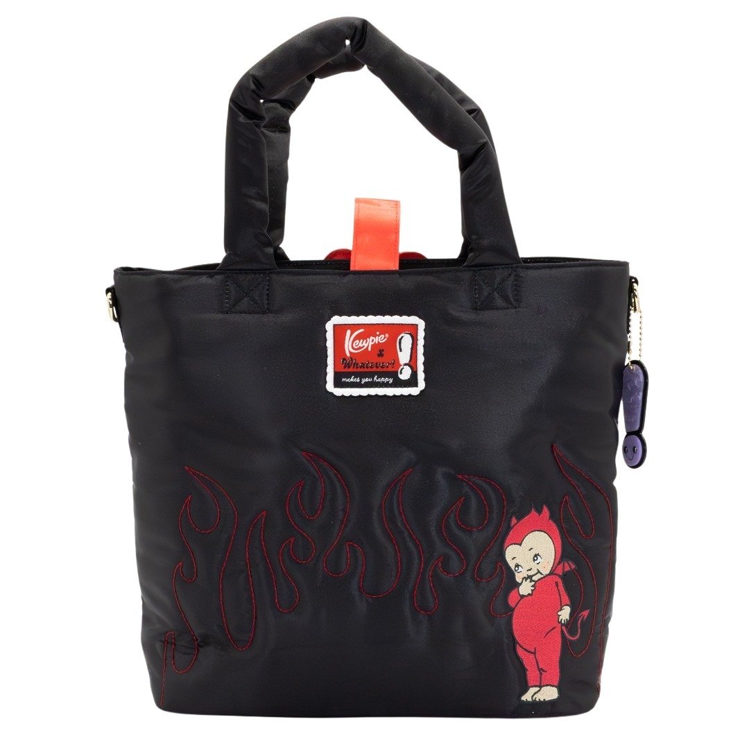Whatever Makes You Happy Kewpie Devil Puffy Tote Bag with Angel Acrylic Charm