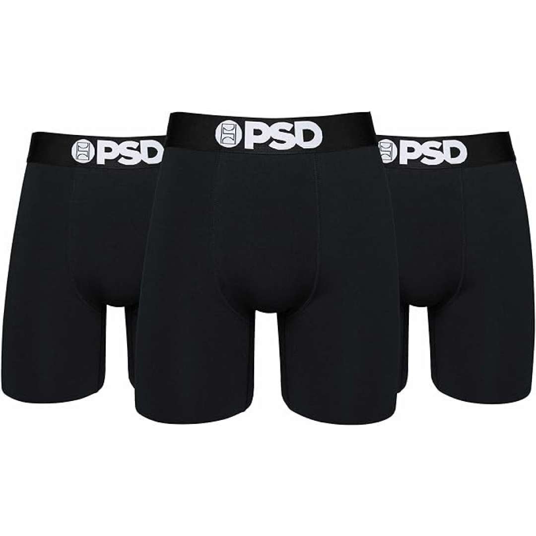 PSD Underwear Men's Black Boxer Briefs 3-Pack