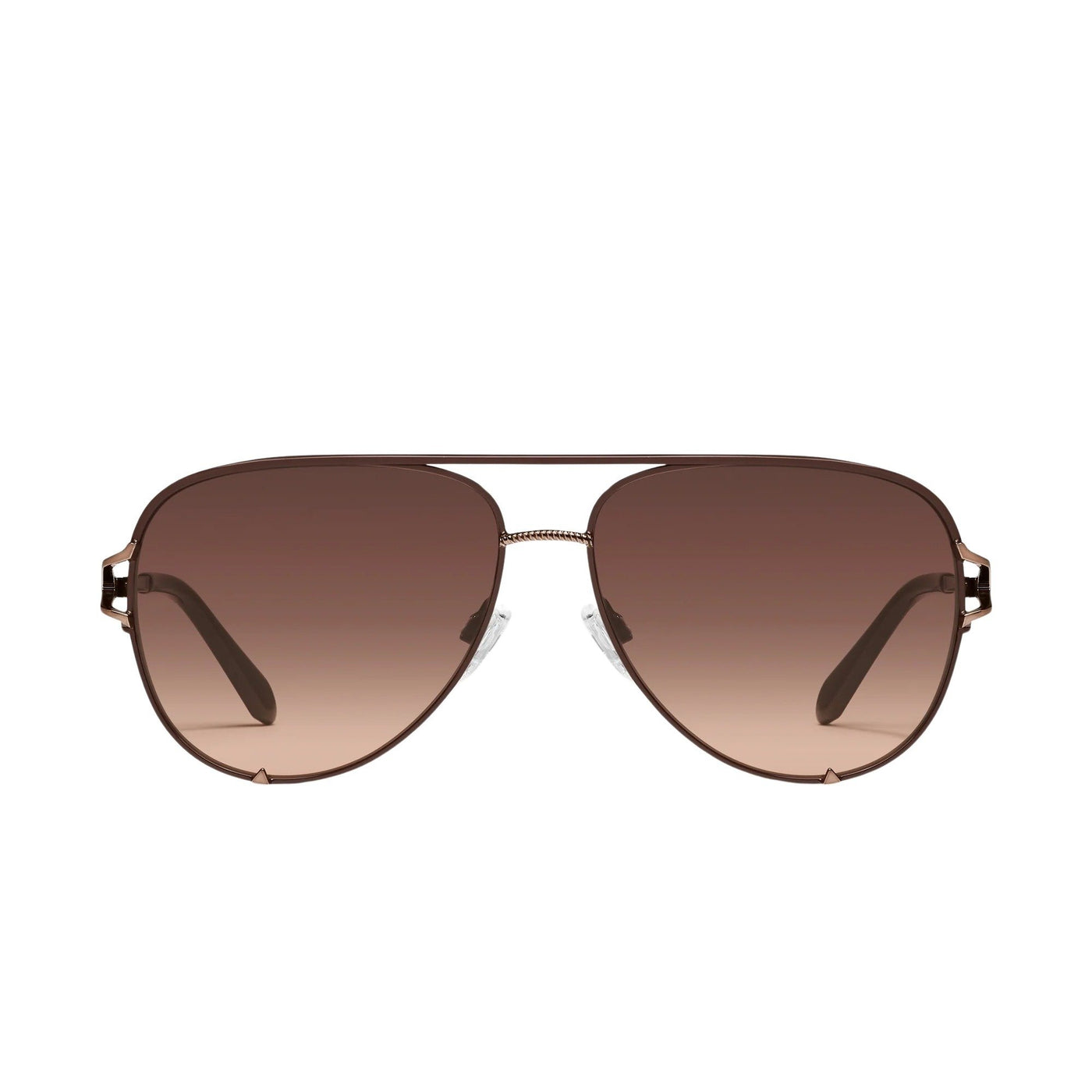 Quay Women's High Key Twist Aviator Sunglasses - Chocolate Frame/Brown Fawn Lens - Front