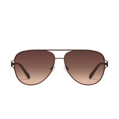 Quay Women's High Key Twist Aviator Sunglasses - Chocolate Frame/Brown Fawn Lens - Front