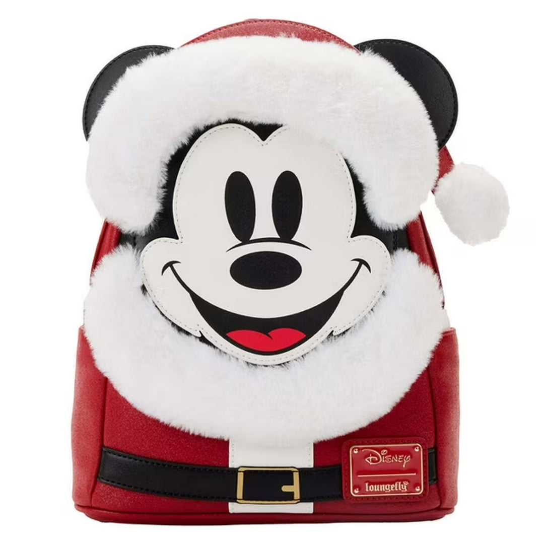 Loungefly Disney Santa Mickey Mouse Glitter Mini Backpack
