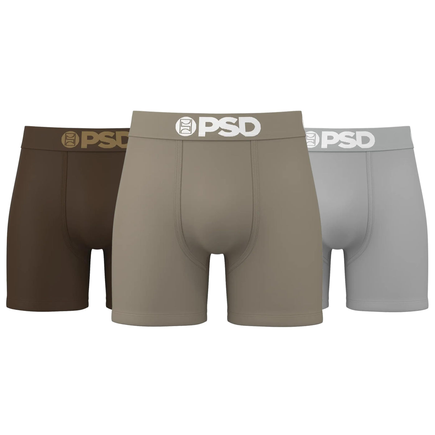 PSD Underwear Men's Earth Tones Cotton 5 Inch Boxer Briefs 3-Pack