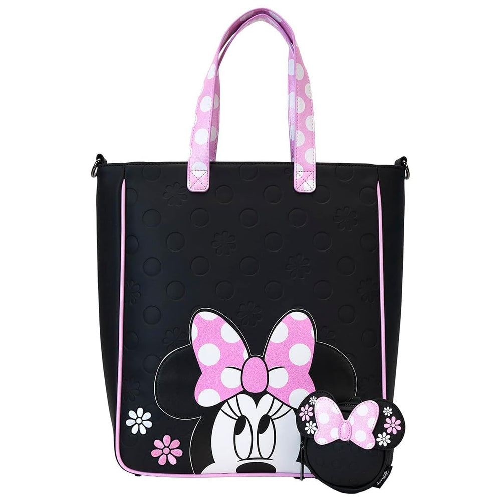 Loungefly Disney Minnie Mouse Floral Rock the Dots Tote Bag with Coin Bag