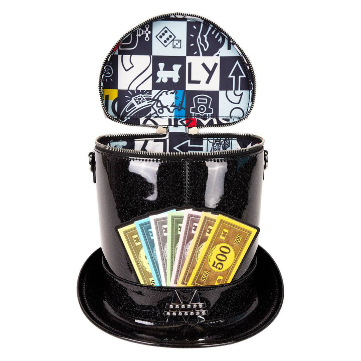 Loungefly Hasbro Monopoly 90th Anniversary Top Hat Glitter Figural Crossbody Bag