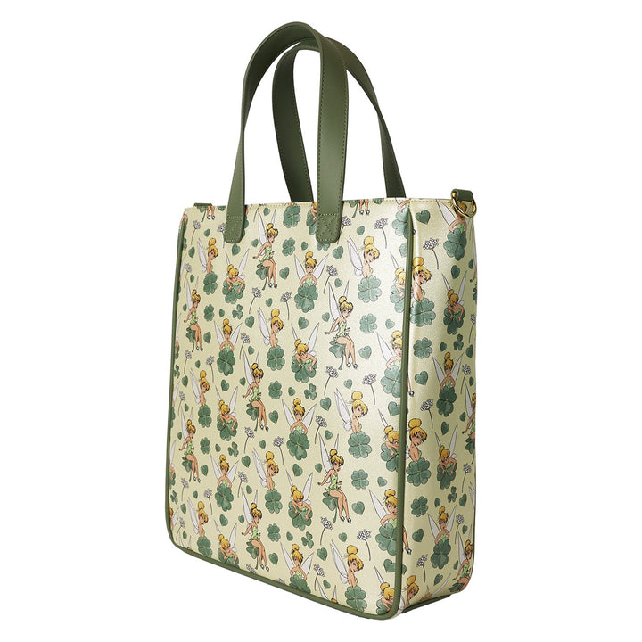 Loungefly Disney Peter Pan Tinker Bell Clover All-Over Print Tote Bag With Coin Bag
