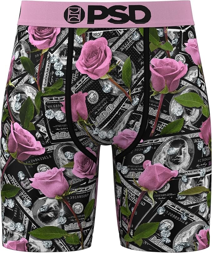 PSD Underwear Men's Rich Blooms Boxer Briefs 3-Pack - pink roses