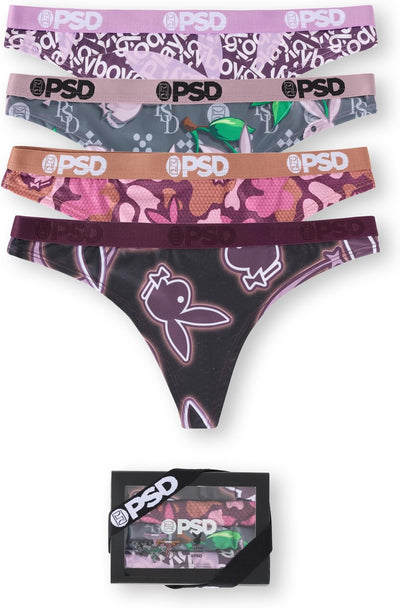 PSD Underwear Women's Playboy Tumble Thongs 4-Pack