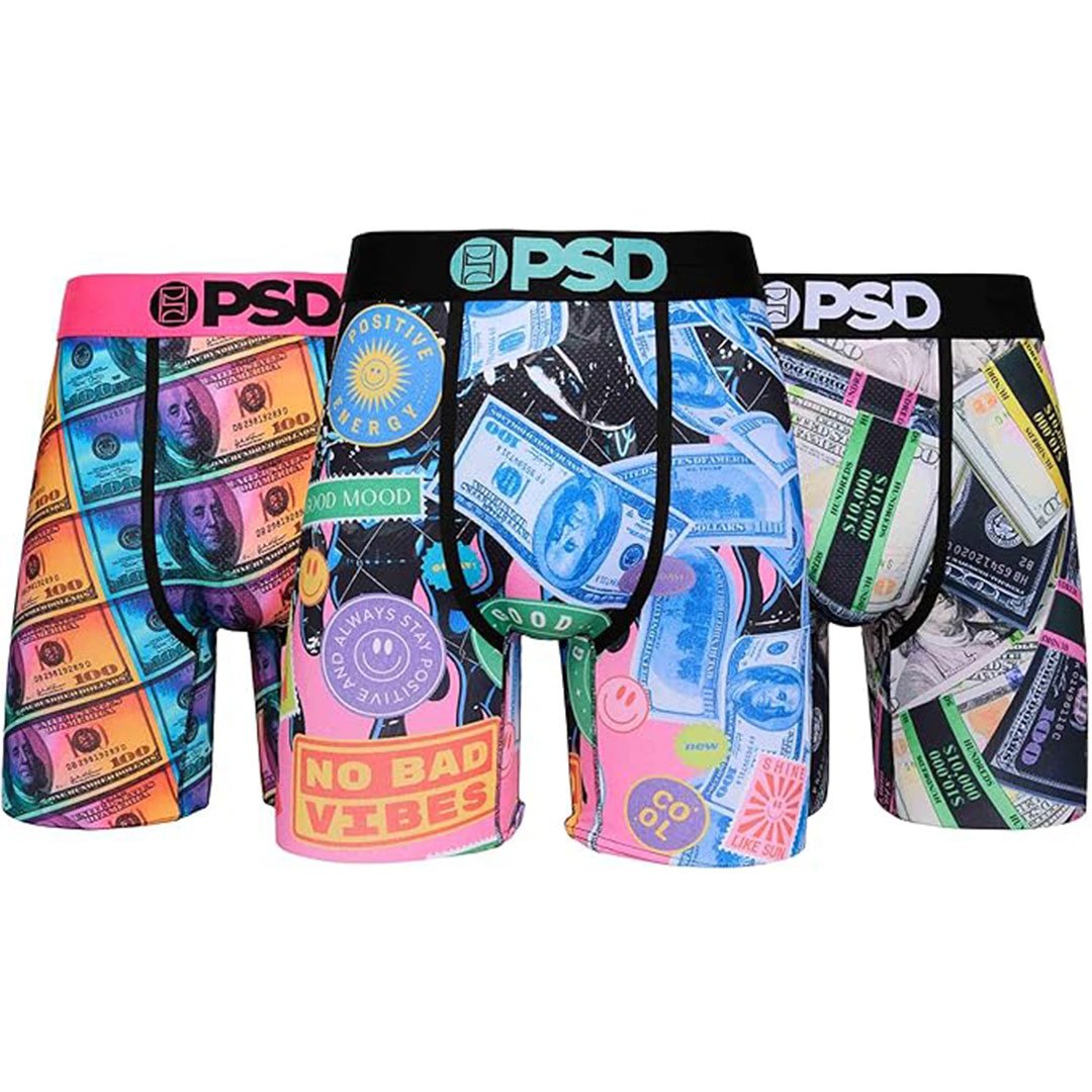 PSD Underwear Men's Neon Money 3-Pack Boxer Briefs