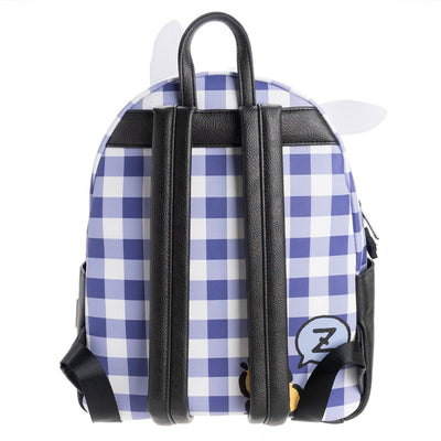 Loungefly Sanrio Pochacco Cosplay Plaid Mini Backpack - back with straps showing