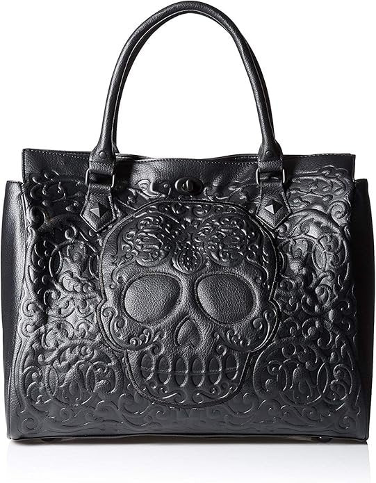 Loungefly Originals Black to Black Lattice Skull Tote Bag