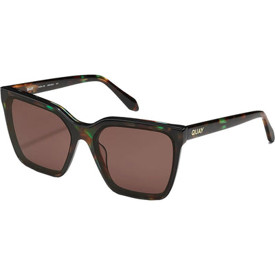 Quay Australia Women's Level Up Square Sunglasses (Dappled Green Tortoise Frame/Brown Lens) - Angle