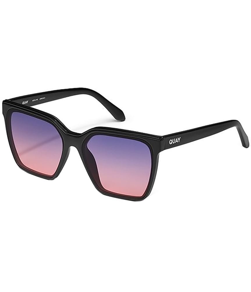 Quay - Womens Sunglasses, Square Lenses with UV Protection (Level Up, Matte Black)