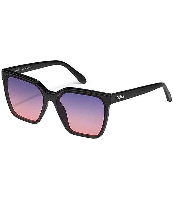 Quay - Womens Sunglasses, Square Lenses with UV Protection (Level Up, Matte Black)